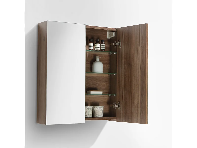 Spiegelschrank Bad 60 cm montiert Nussbaum SIENA