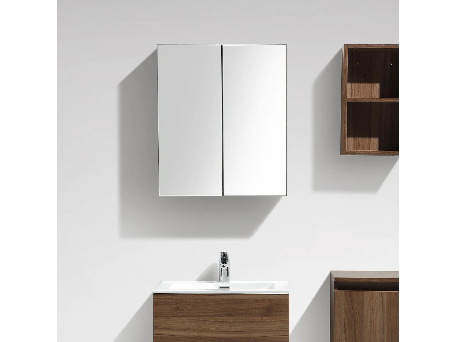 Armario espejo baño 60cm MONTADO SIENA Nogal