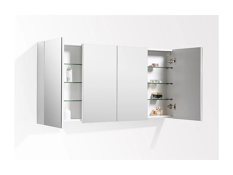 Armario espejo baño 144cm MONTADO SIENA Blanco Lacado