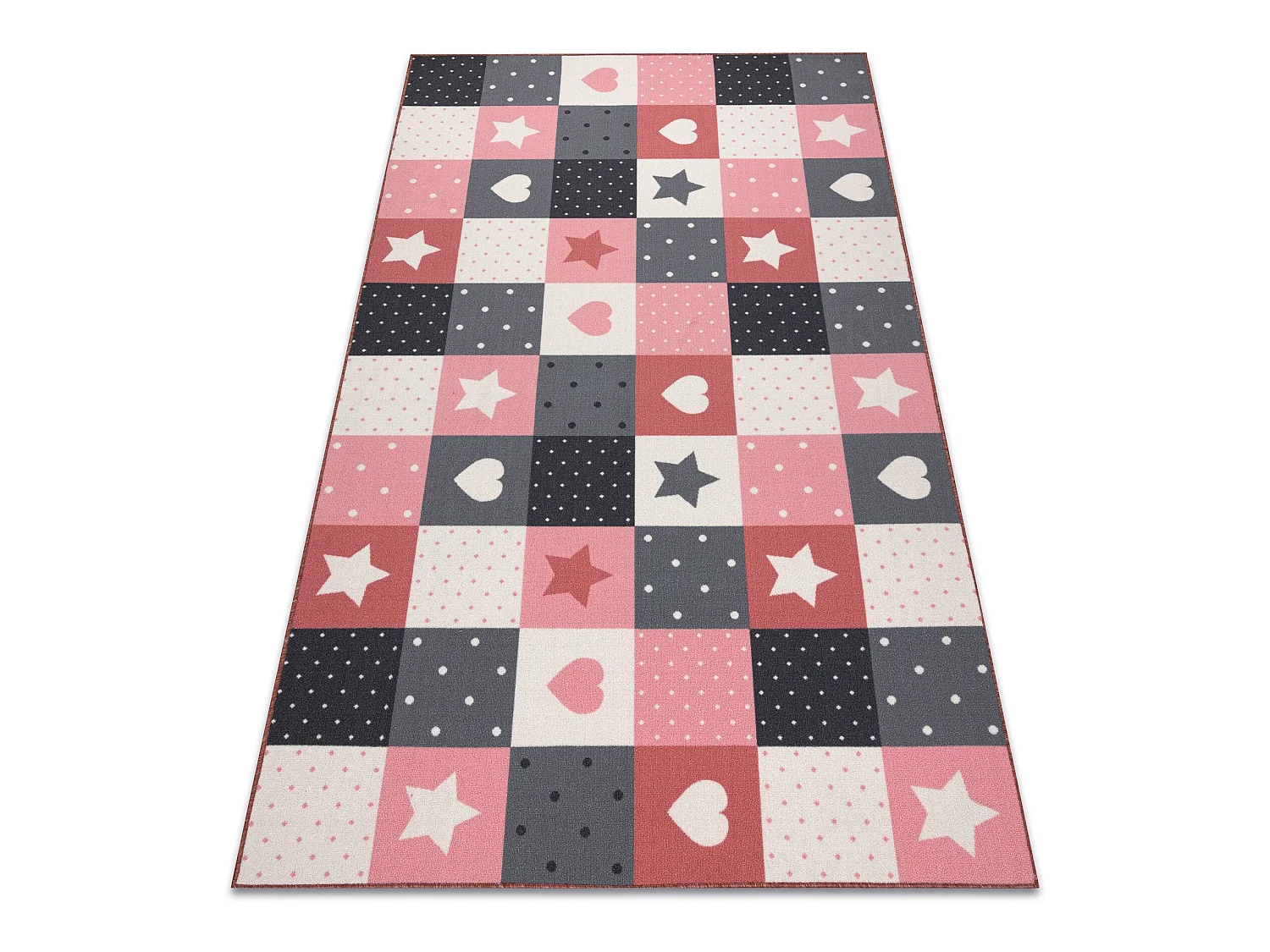 Dywan dla dzieci STARS gwiazdy, gwiazdki, dziecięcy, różowy / szary 150x350 cm
