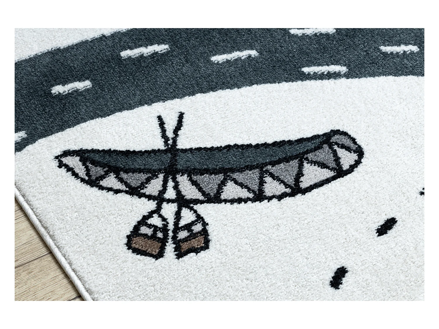 Tapis FUN Indian pour enfants, village indien, animaux crème 140x190 cm