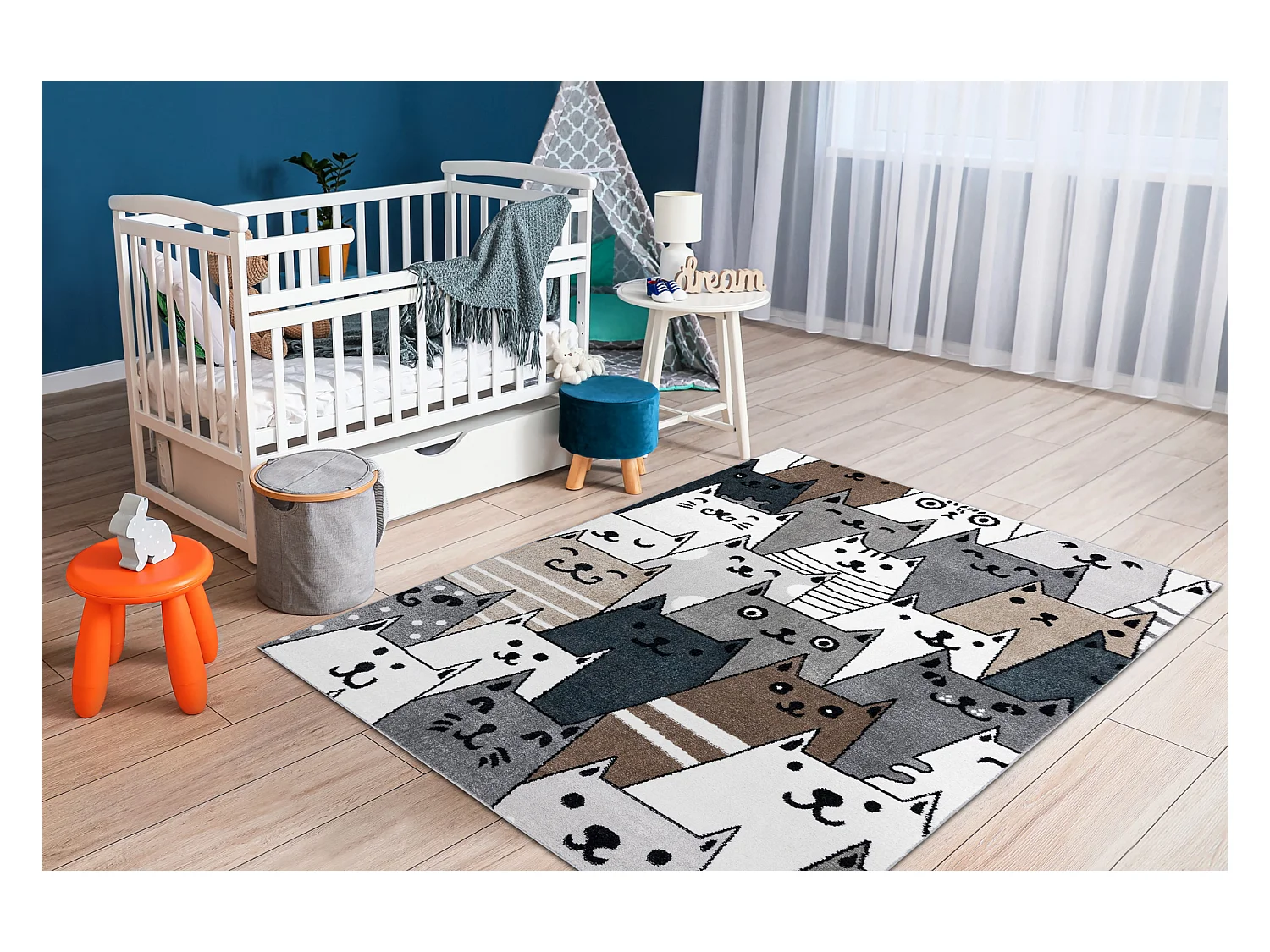 Tapis FUN Gatti pour enfants, chats animaux coloré mutli 280x370 cm