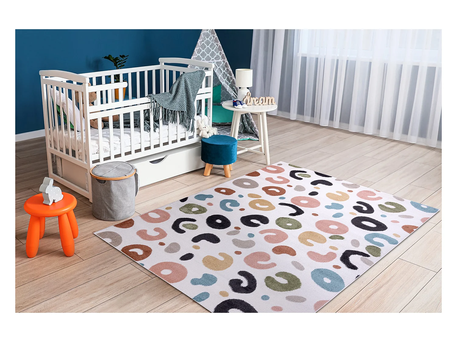 Tapis FUN Spots pour enfants taches crème 140x190 cm