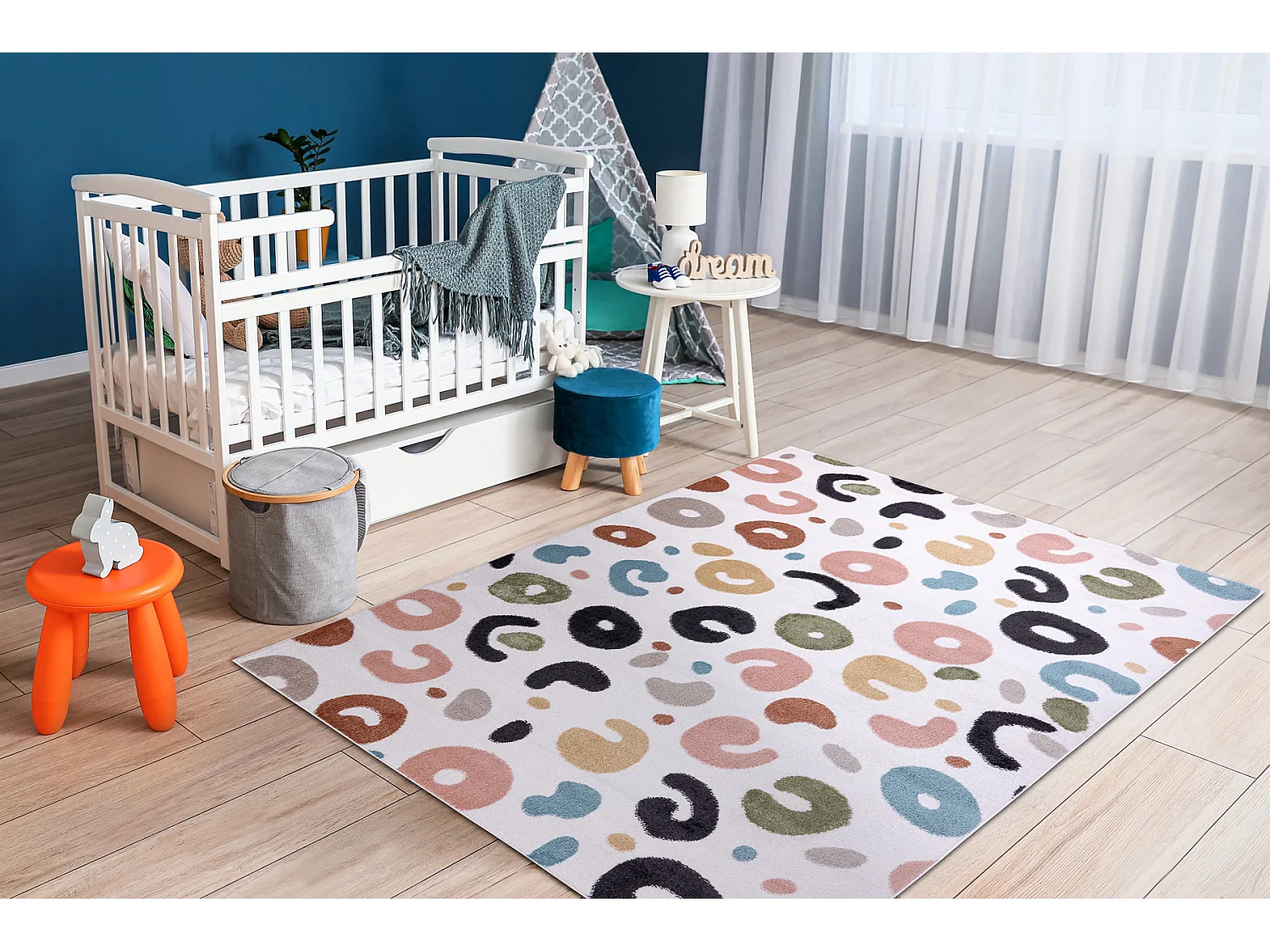 Tapis FUN Spots pour enfants taches crème 140x190 cm