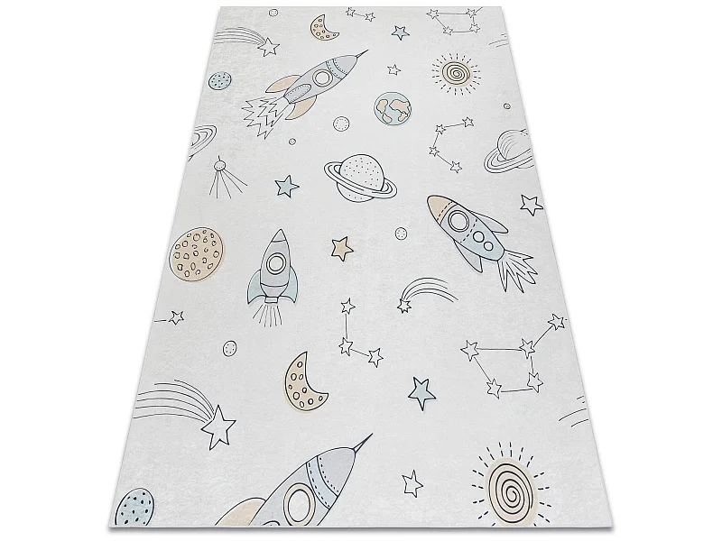 BAMBINO 1278 tapijt wasbaar Ruimte raket voor kinderen antislip - room 80x150 cm