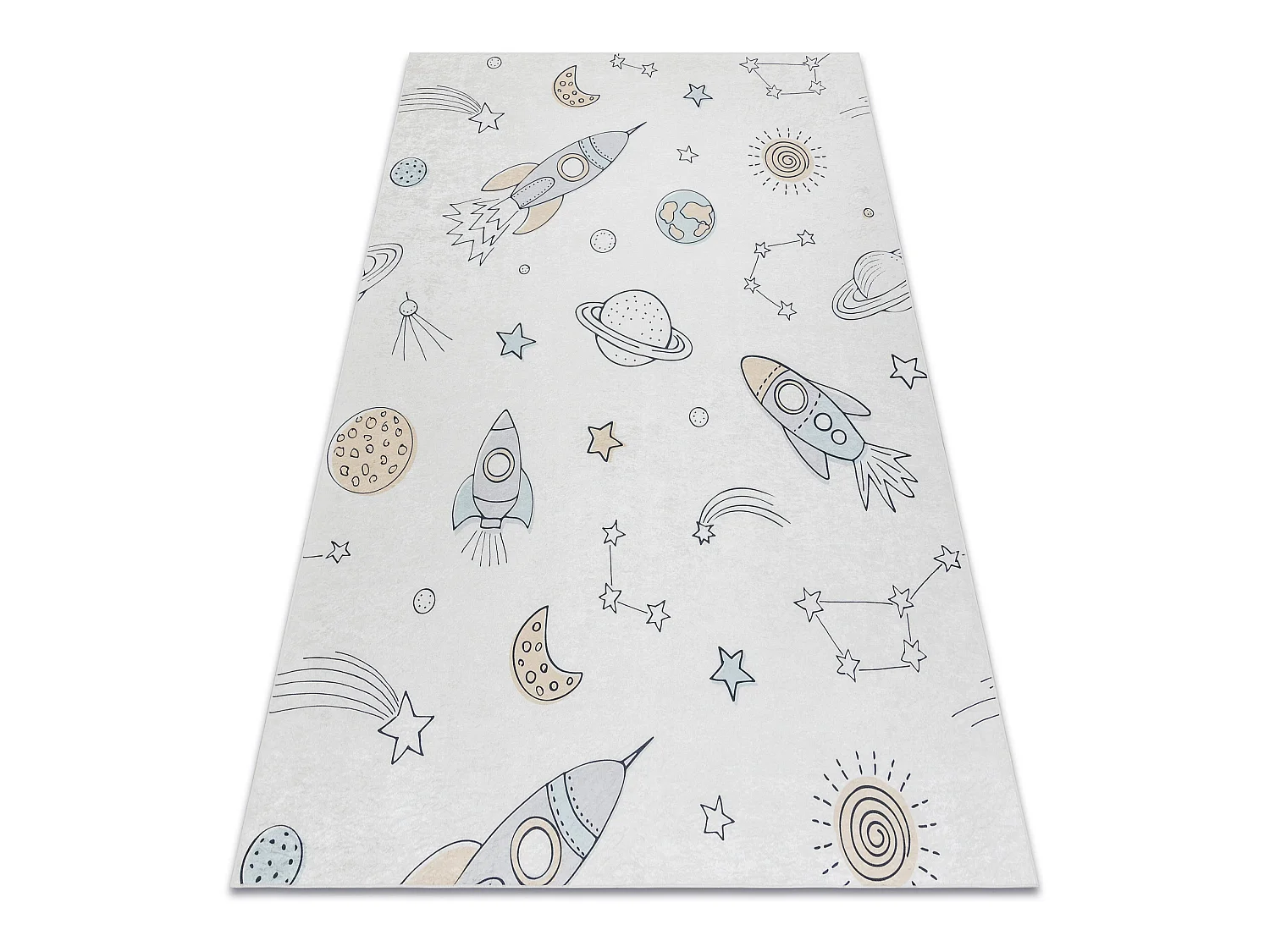 Tapis lavable BAMBINO 1278 Fusée spatiale pour les enfants antidérap 80x150 cm