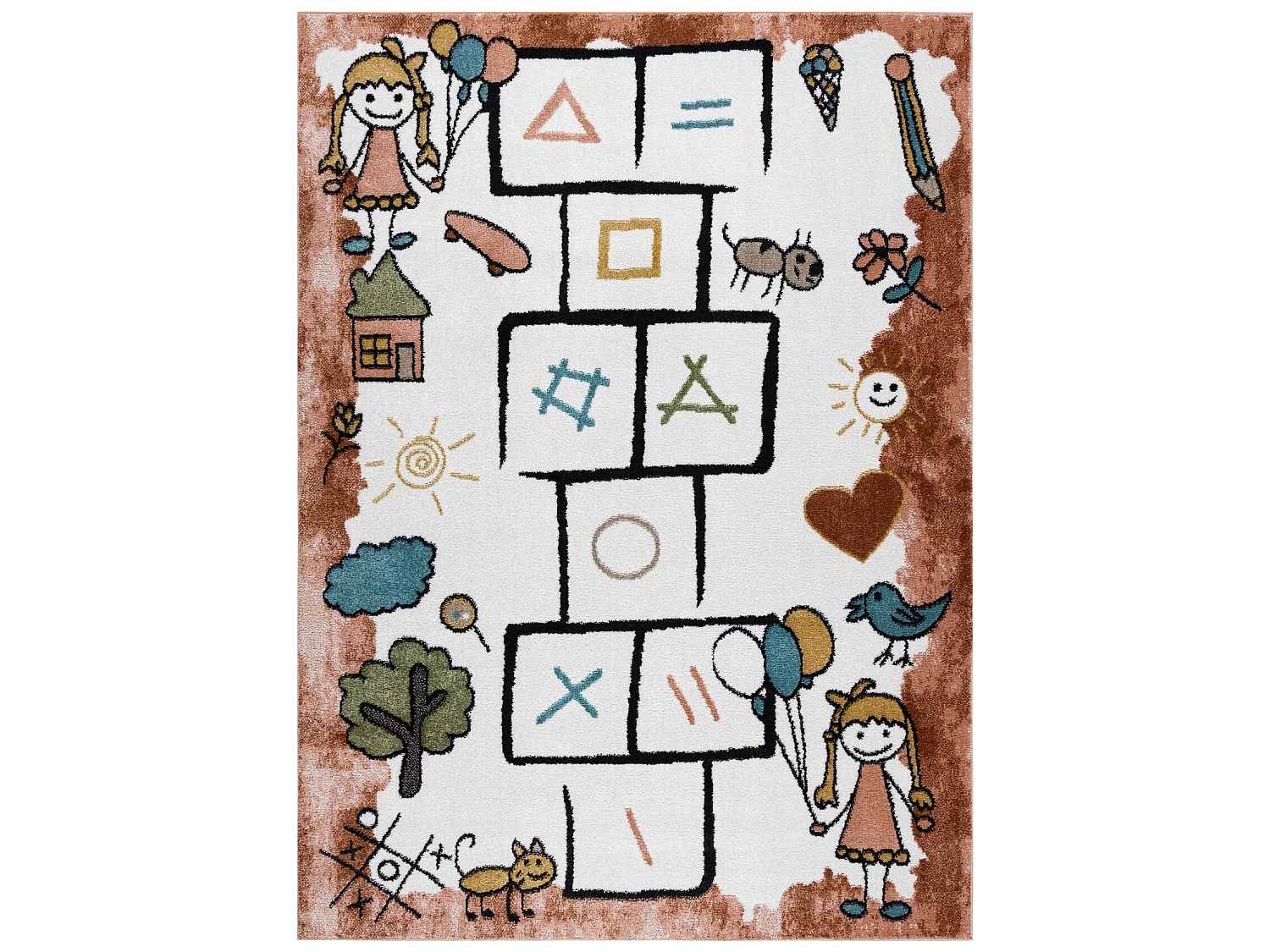 Tapis FUN Hop pour enfants, la marelle, animaux rouge 280x370 cm