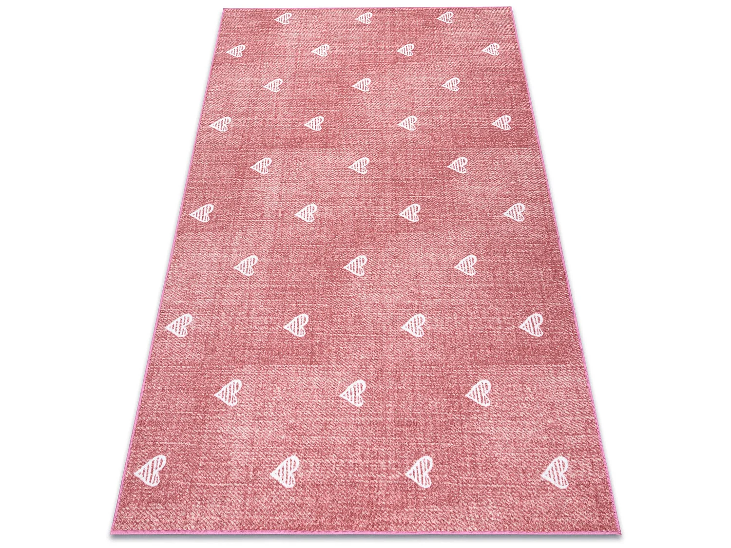 Teppich für Kinder HEARTS Jeans, vintage Herzen - rosa 200x450 cm