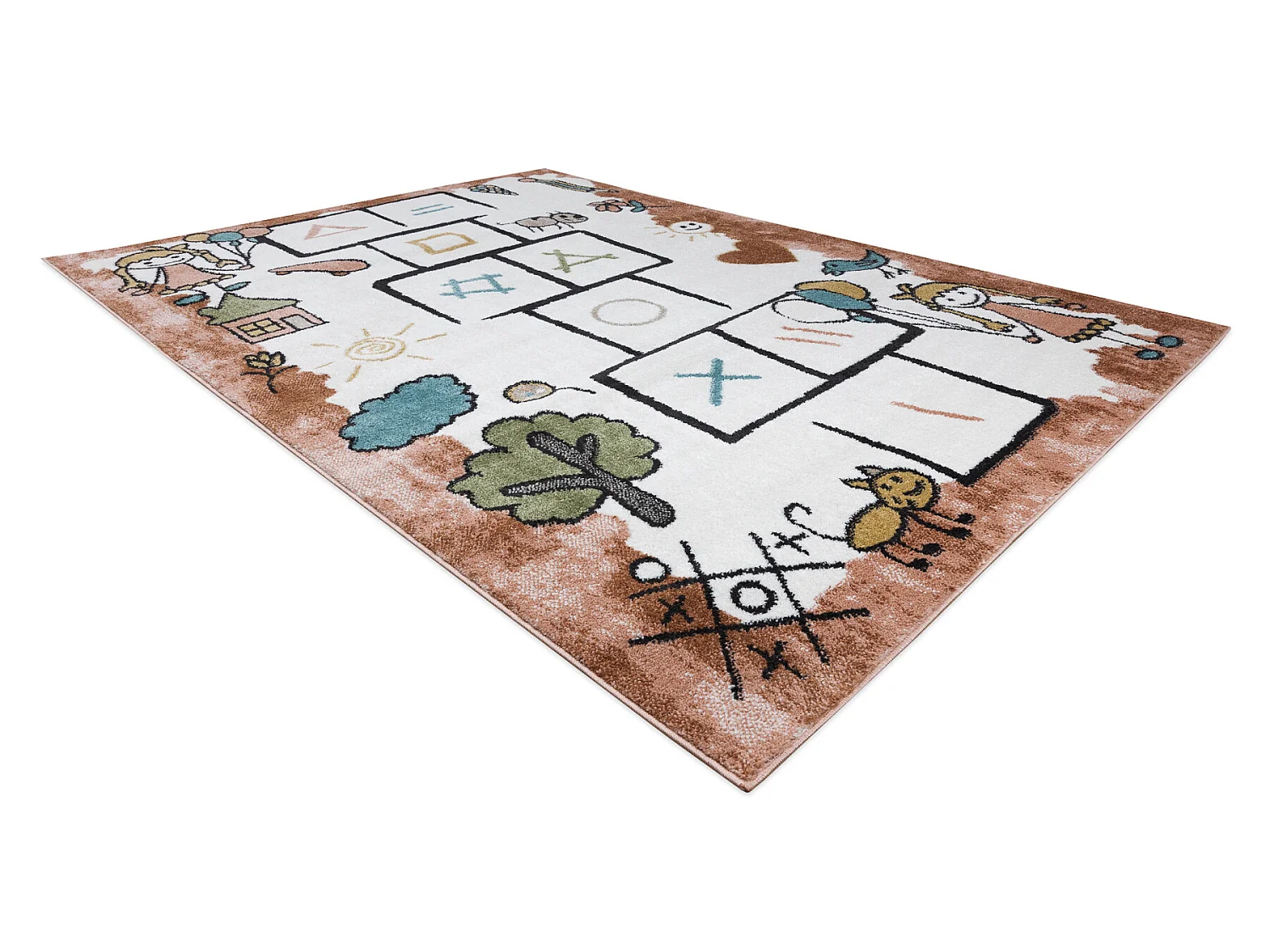 Tapis FUN Hop pour enfants, la marelle, animaux rouge 80x150 cm