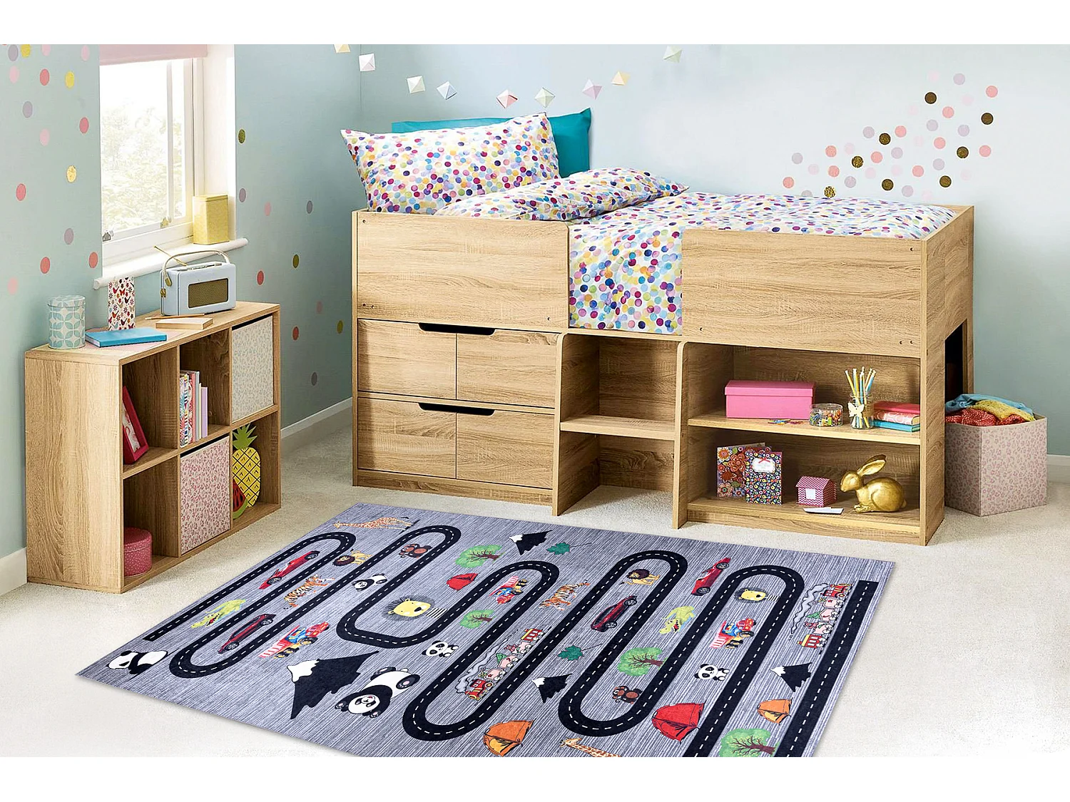 Tapis lavable BAMBINO 2092 Ruelles, voitures pour les enfants antidér 160x220 cm