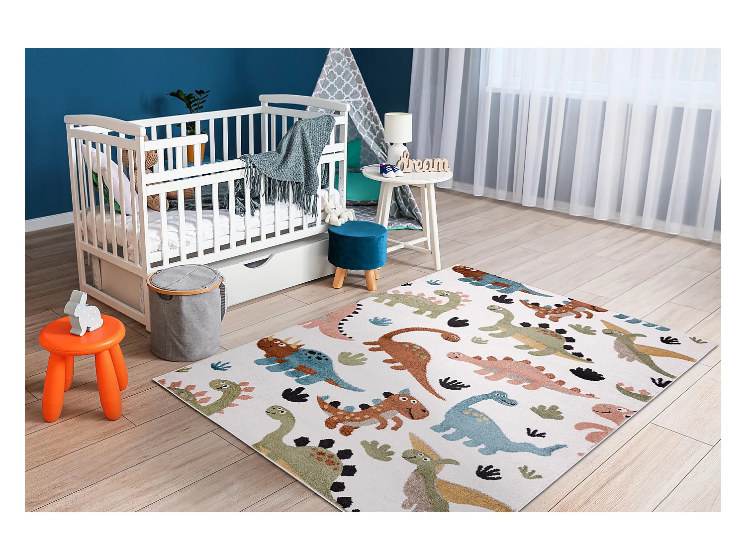 Tappeto FUN Dino per bambini Dinosauri crema 120x170 cm
