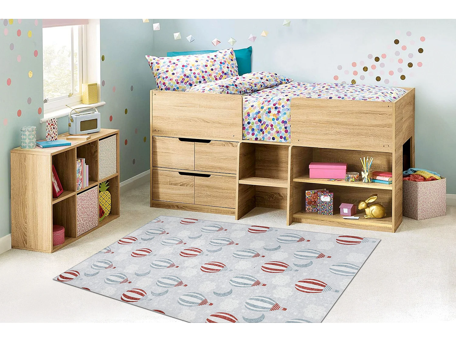 Tapis lavable BAMBINO 1349 Ballons, nuages pour les enfants antidérap 160x220 cm