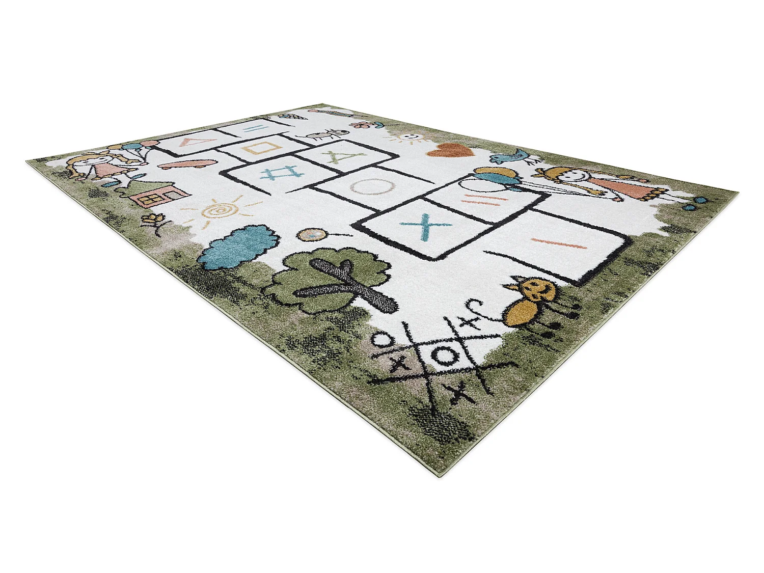 Tapis FUN Hop pour enfants, la marelle, animaux vert 120x170 cm