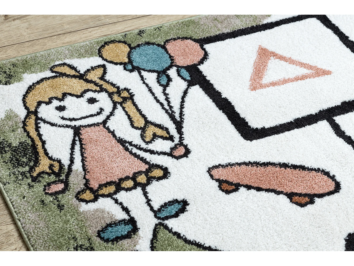 Tapis FUN Hop pour enfants, la marelle, animaux vert 120x170 cm