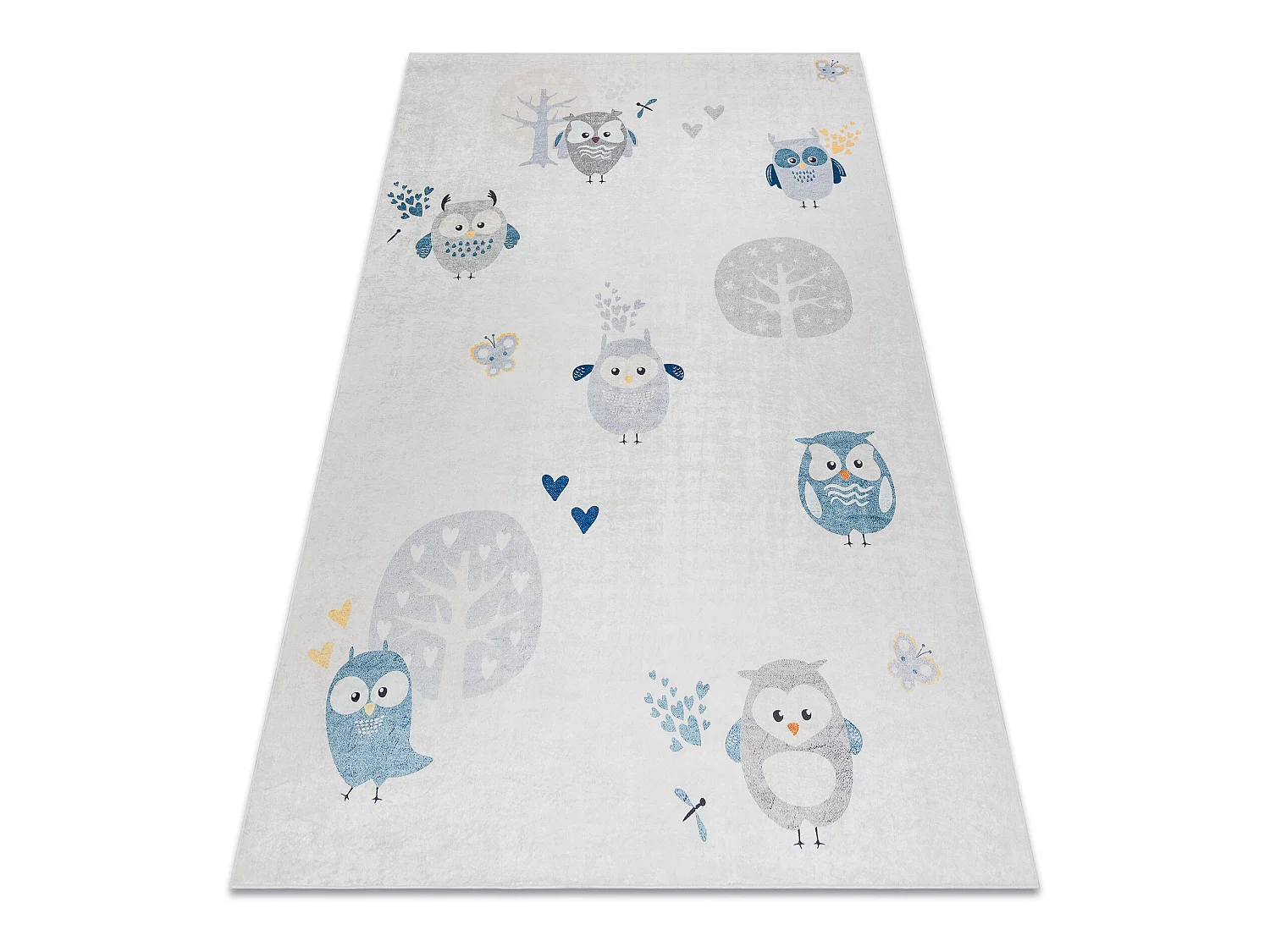 BAMBINO 1161 tapijt wasbaar uilen voor kinderen antislip - grijs 160x220 cm