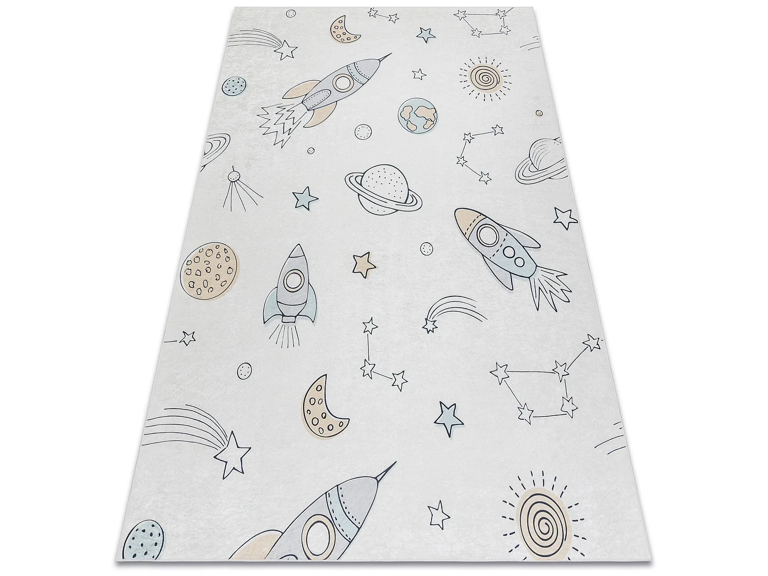 Tapis lavable BAMBINO 1278 Fusée spatiale pour les enfants antidérap 160x220 cm