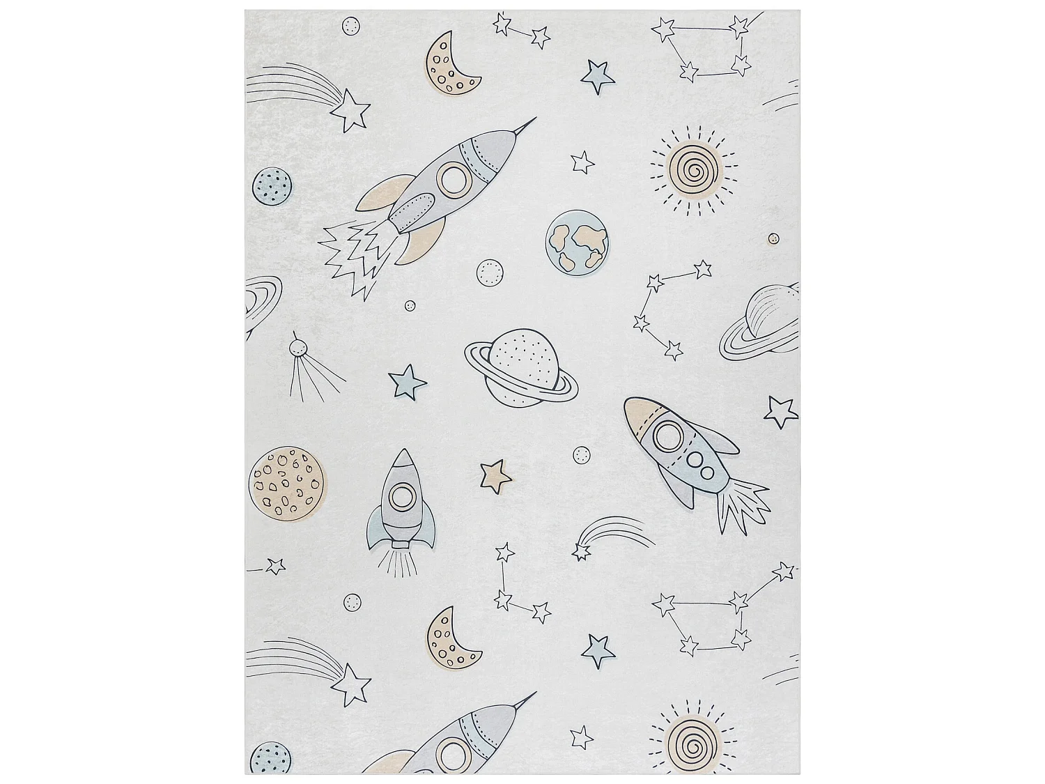 Tapis lavable BAMBINO 1278 Fusée spatiale pour les enfants antidérap 160x220 cm