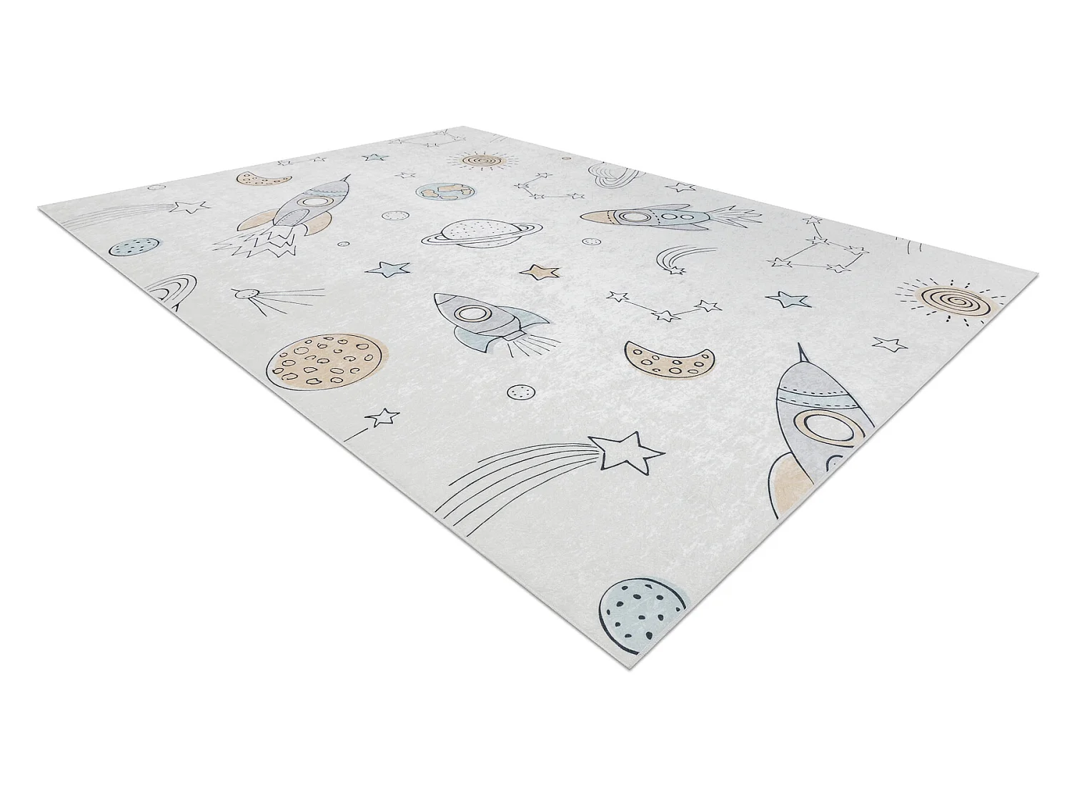 Tapis lavable BAMBINO 1278 Fusée spatiale pour les enfants antidérap 160x220 cm