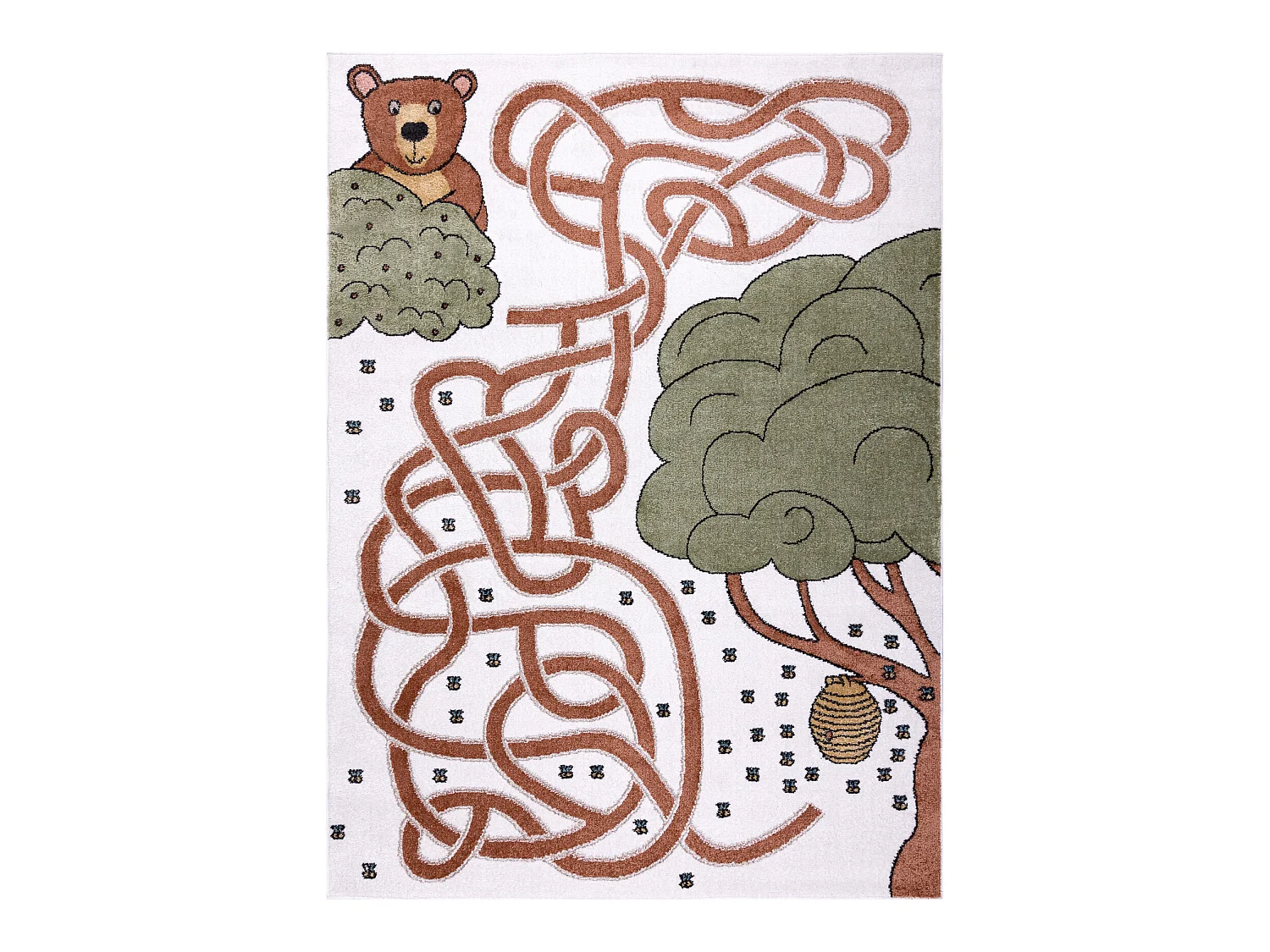 Tapijt FUN Honey voor kinderen, beer, bijen room 240x330 cm