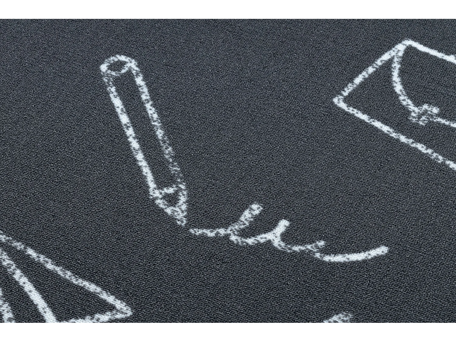 Teppich für Kinder SCHOOL Schule grau 200x450 cm