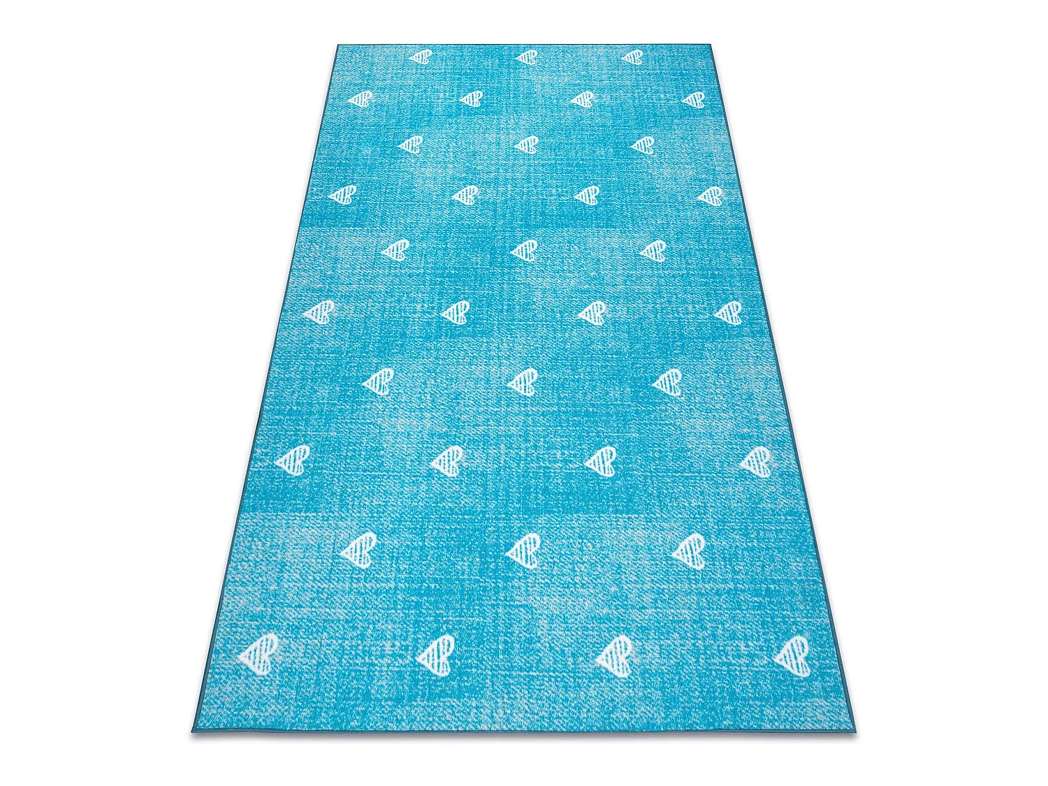 Tapijt voor kinderen HEARTS Jeans gewreven harten, kinderen - turkoois 100x200 cm