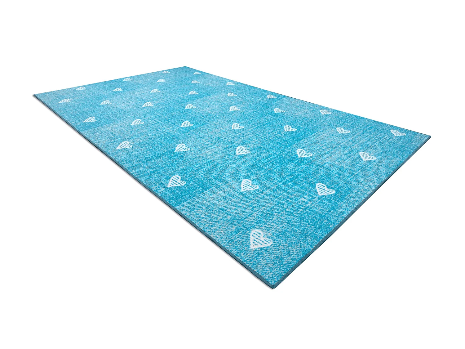 Tapijt voor kinderen HEARTS Jeans gewreven harten, kinderen - turkoois 100x200 cm