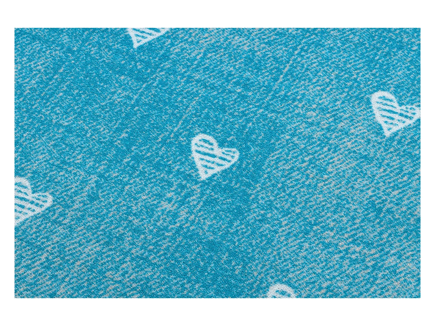 Tapijt voor kinderen HEARTS Jeans gewreven harten, kinderen - turkoois 100x200 cm