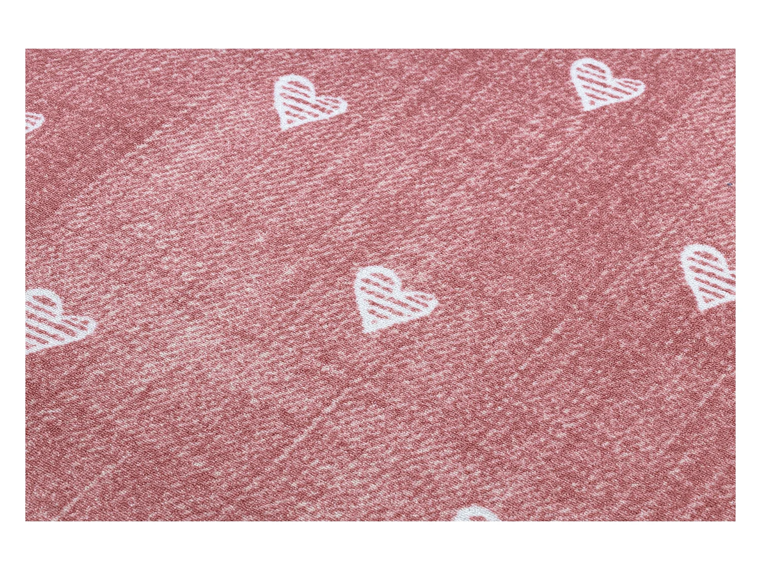 Tapijt voor kinderen HEARTS Jeans, gewreven harten, kinderen - rozekle 100x500 cm