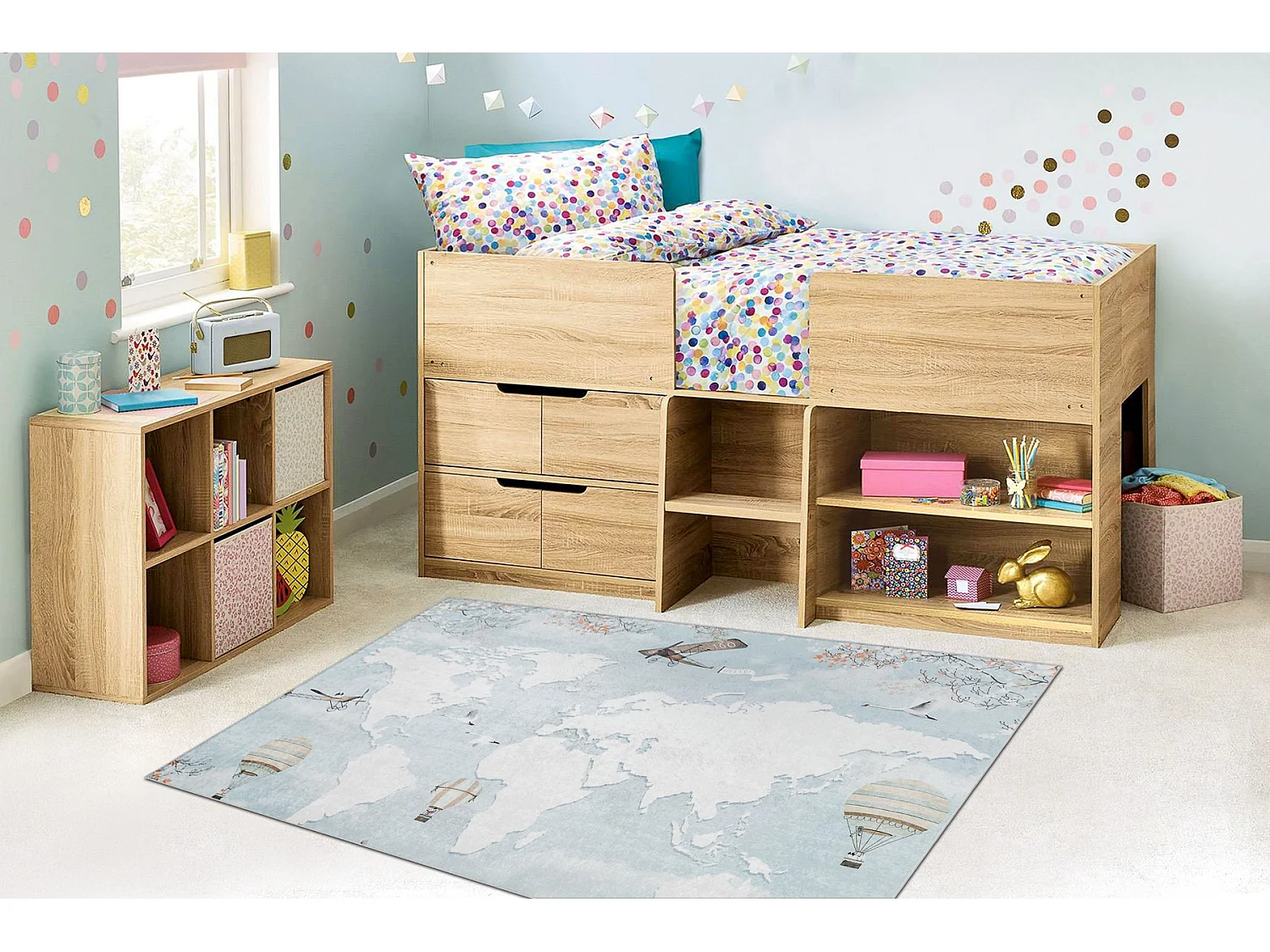 Tapis lavable BAMBINO 1163 Carte du monde, monde pour les enfants anti 120x170 cm