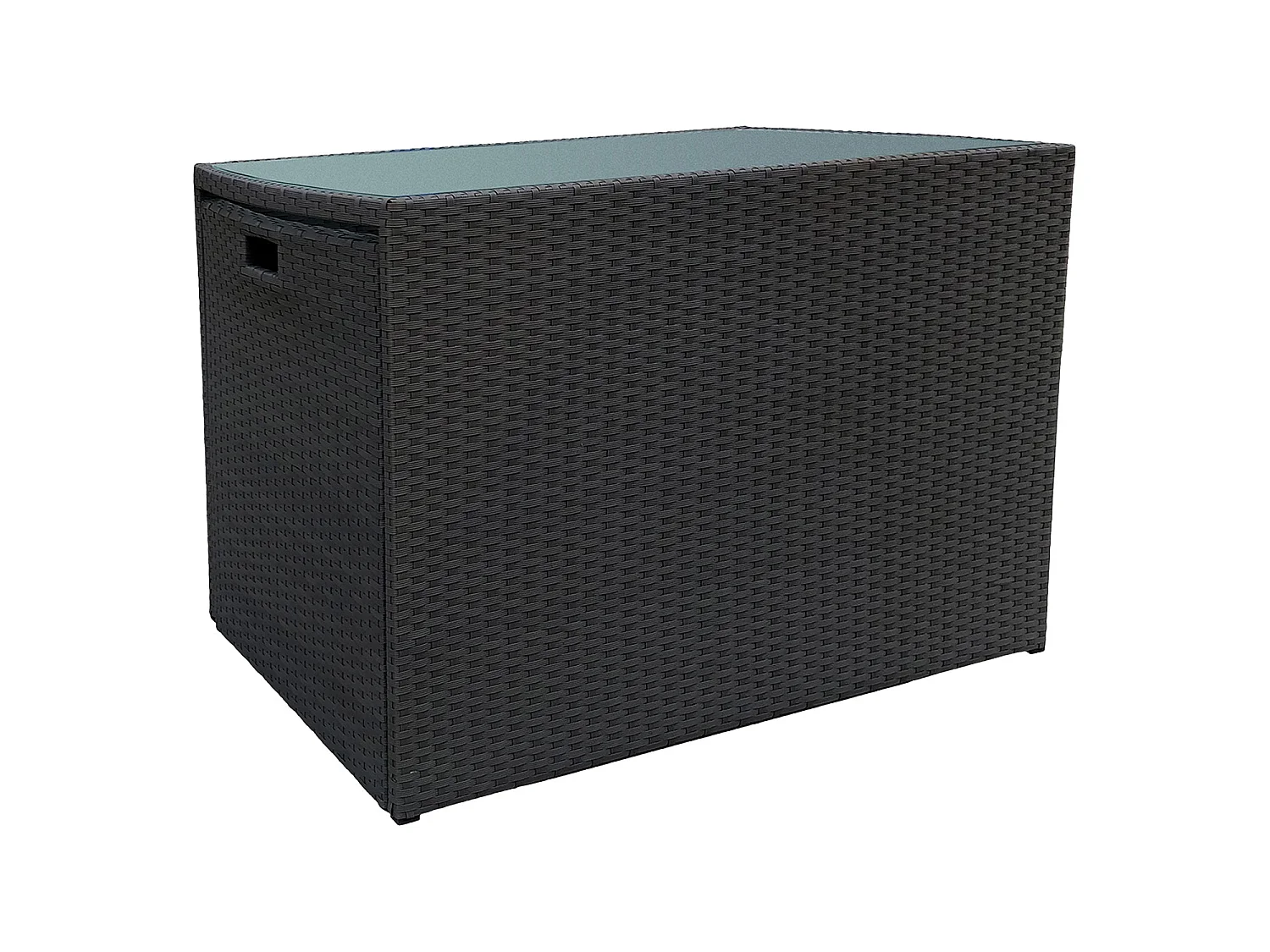 Conjunto de jardín empotrable SANTORIN en resina trenzada color negro 2 plazas - cojines grises