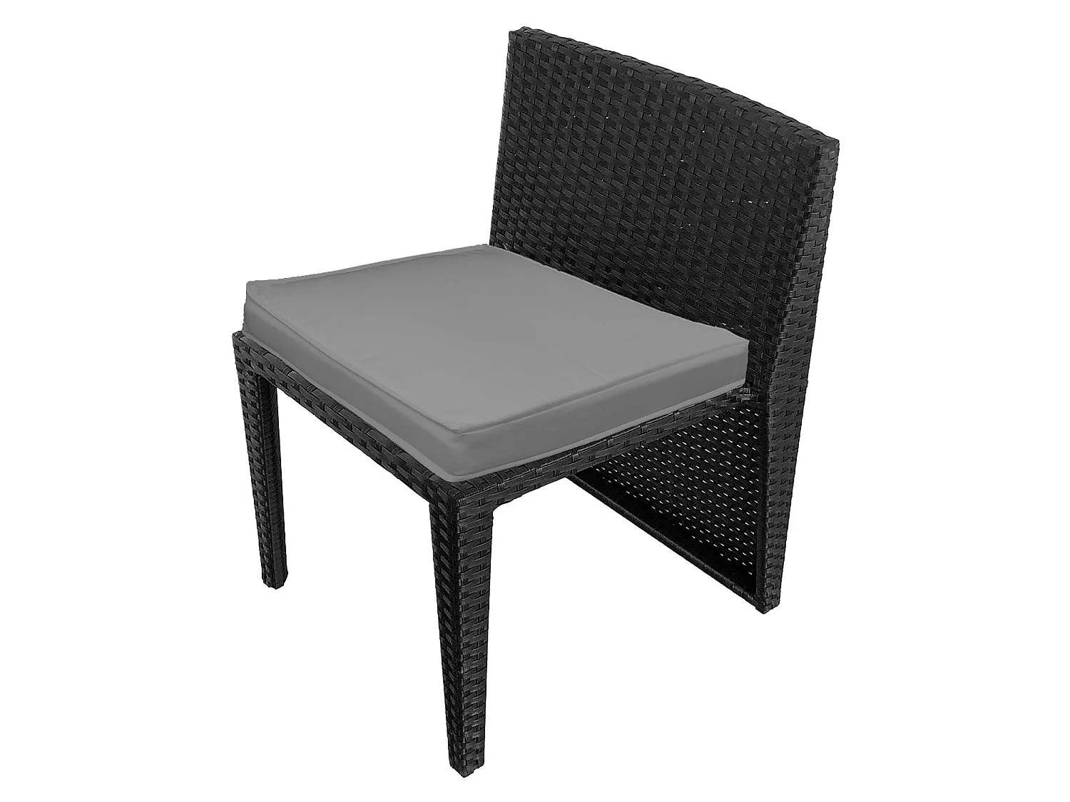 Conjunto de jardín empotrable SANTORIN en resina trenzada color negro 2 plazas - cojines grises