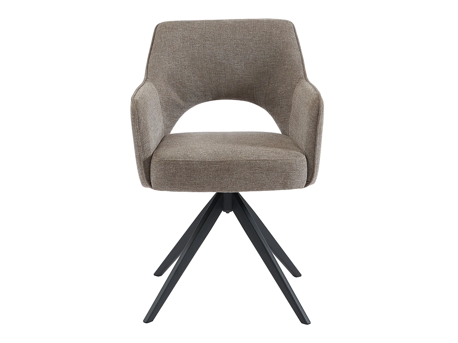 Lot de 6 chaises pivotantes avec accoudoirs en tissu et métal noir - Taupe - KONYA