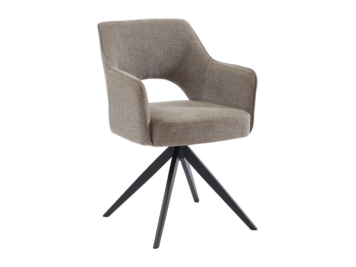 Lot de 6 chaises pivotantes avec accoudoirs en tissu et métal noir - Taupe - KONYA