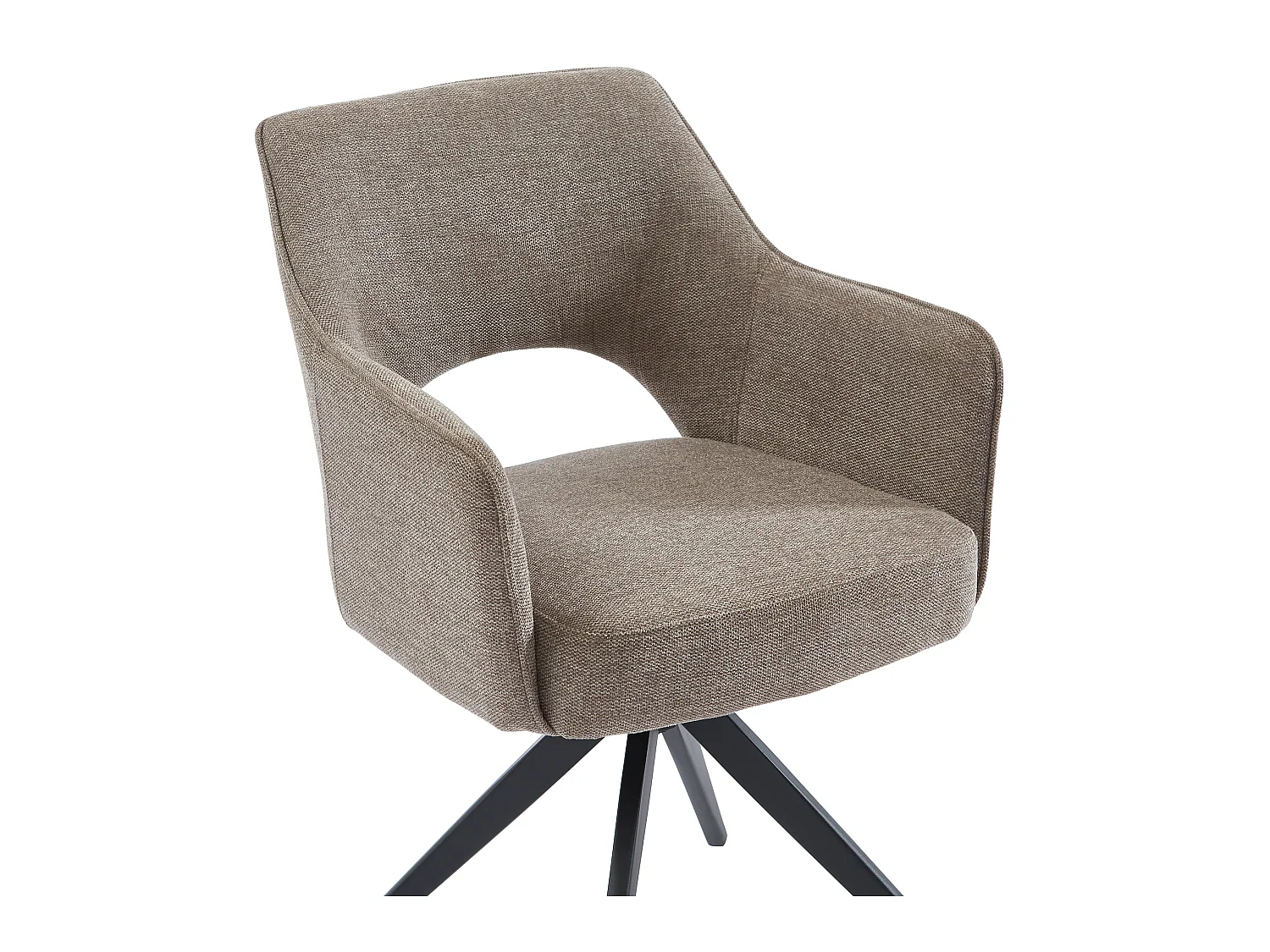 Lot de 6 chaises pivotantes avec accoudoirs en tissu et métal noir - Taupe - KONYA