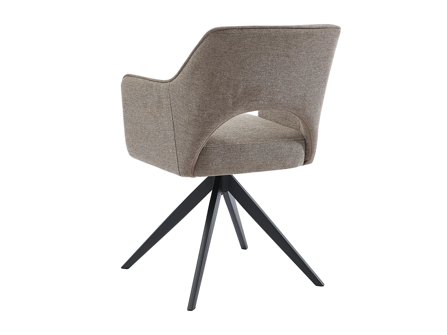 Lot de 6 chaises pivotantes avec accoudoirs en tissu et métal noir - Taupe - KONYA