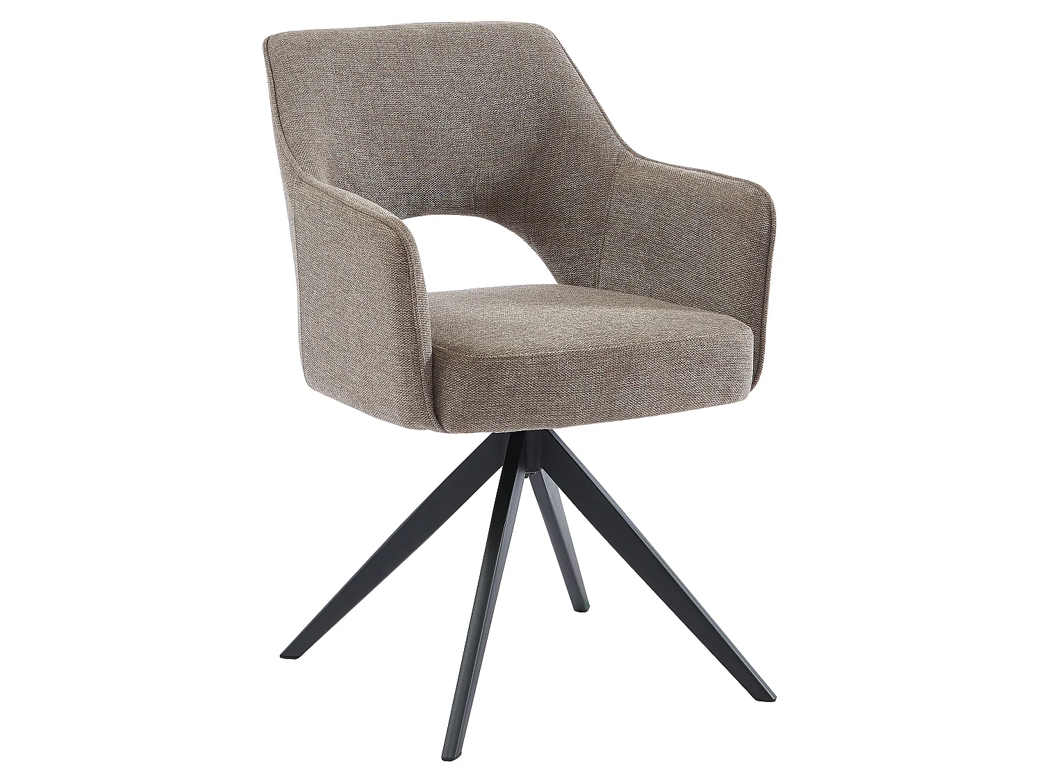 Bürostuhl Drehstuhl mit Armlehnen 6er-Set - Stoff & Metall - Taupe - KONYA