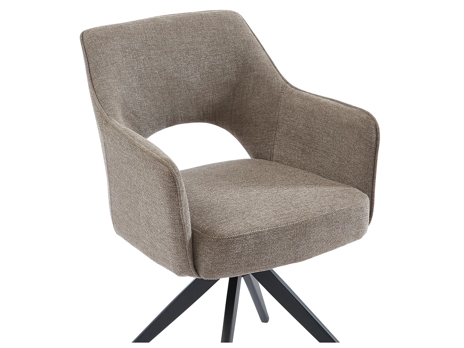 Bürostuhl Drehstuhl mit Armlehnen 6er-Set - Stoff & Metall - Taupe - KONYA