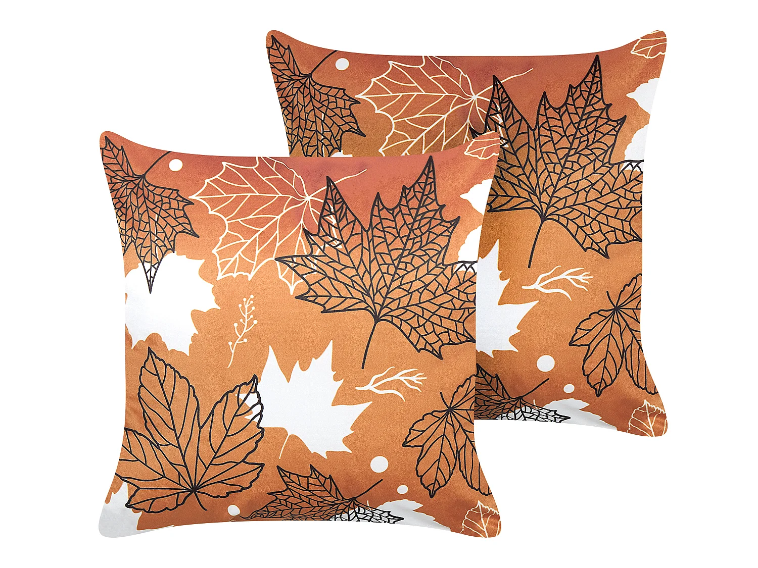 Lot de 2 coussins décoratifs POINSETTIA Velours 45 x 45 cm Orange Motif de plante