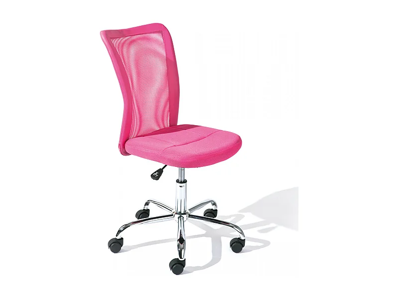 CLIDE FUSHIA - Fauteuil de bureau rose pour enfant avec roulettes