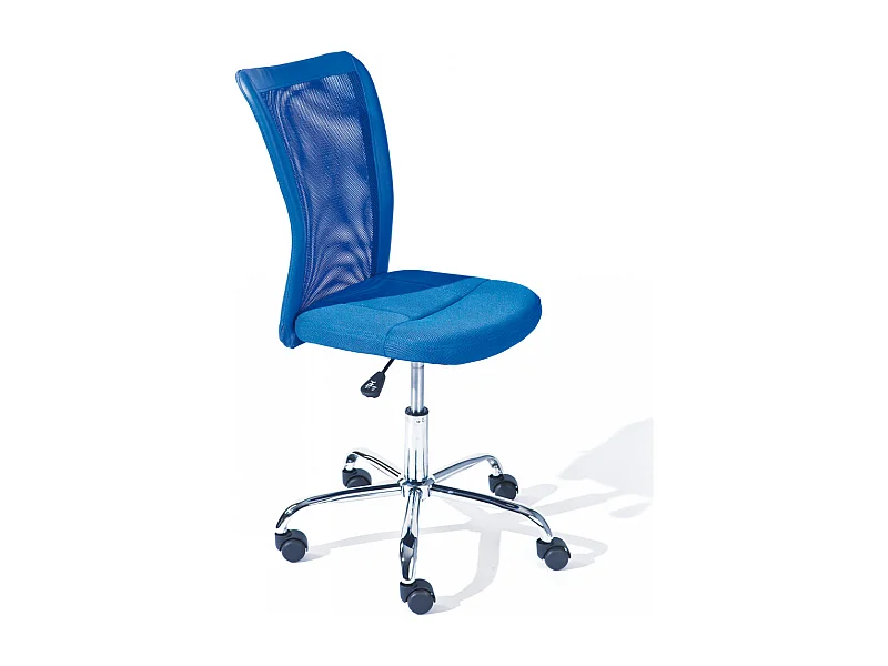 CLIDE BLEU - Fauteuil de bureau bleu pour enfant avec roulettes