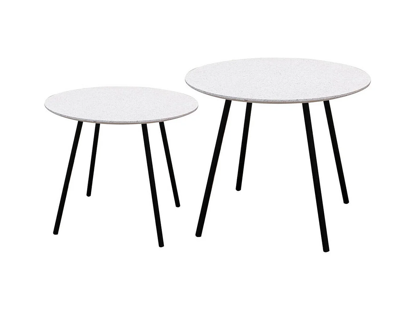 GRACY - Lot de 2 Tables Gigognes Plateaux Effet Granit Blanc