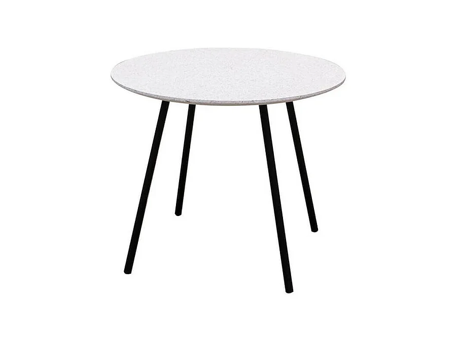 GRACY - Lot de 2 Tables Gigognes Plateaux Effet Granit Blanc