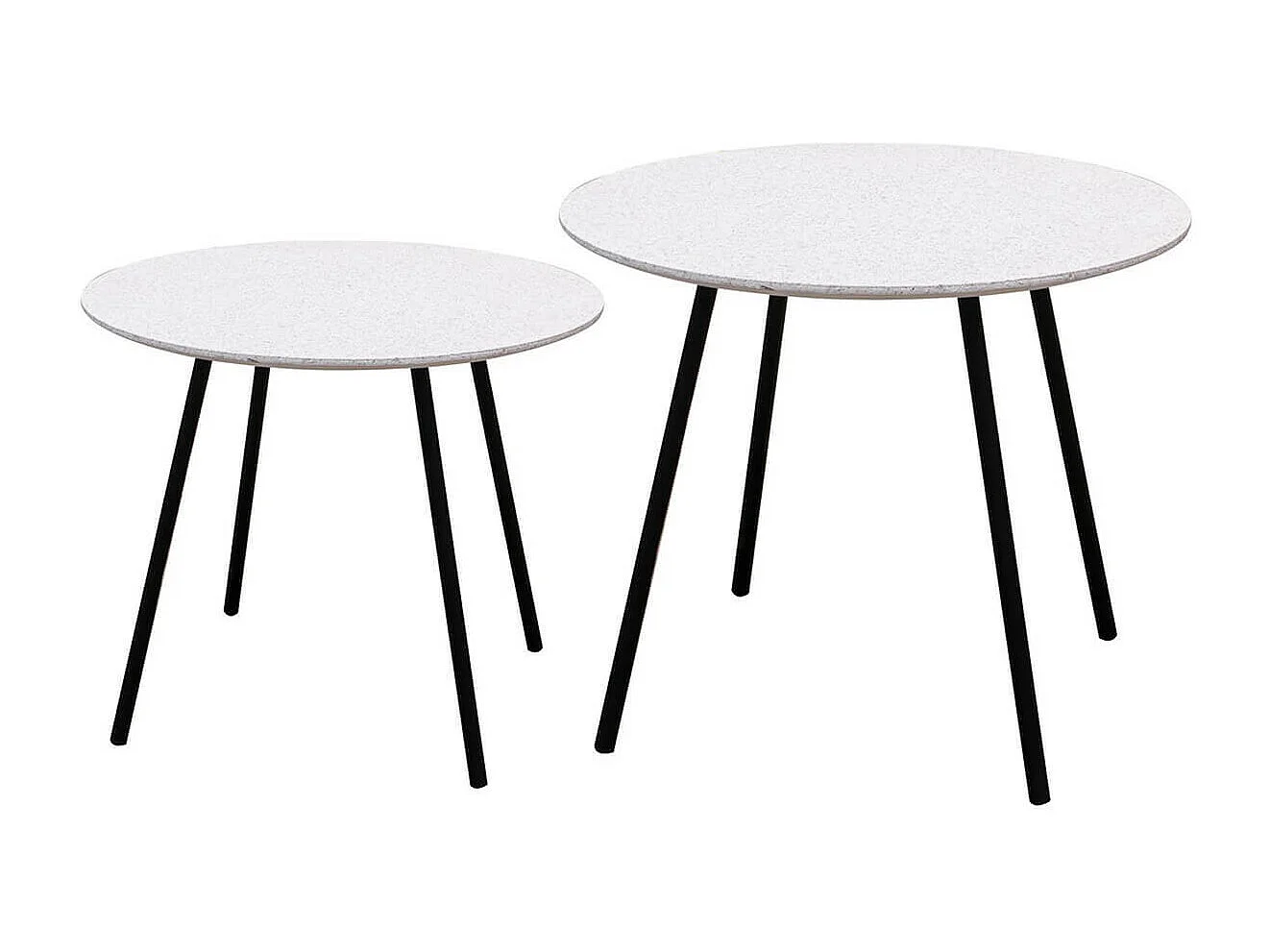 GRACY - Lot de 2 Tables Gigognes Plateaux Effet Granit Blanc