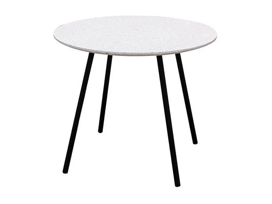 GRACY - Lot de 2 Tables Gigognes Plateaux Effet Granit Blanc