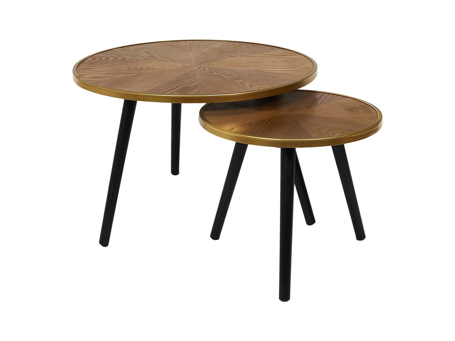 GAUTHIER - Tables Gigognes Plateau Effet Bois Cerclage Or