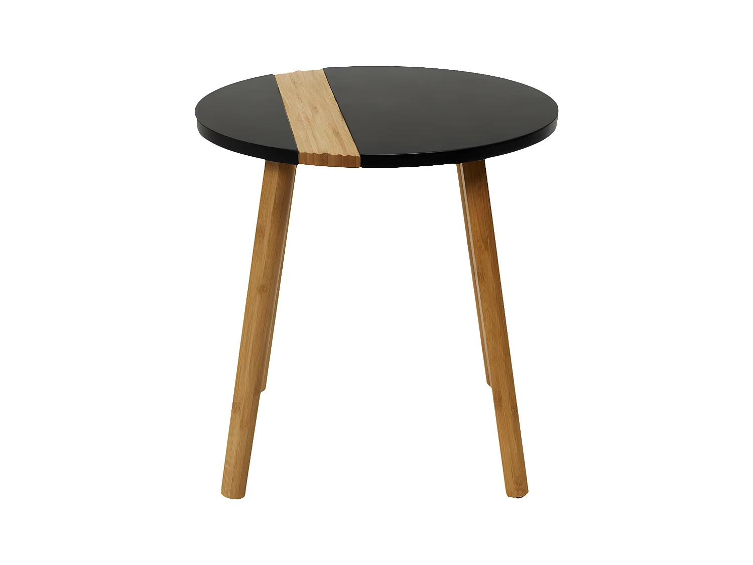 TRAZEN - Lot de 2 Tables Gigognes Noires et Relief Bambou