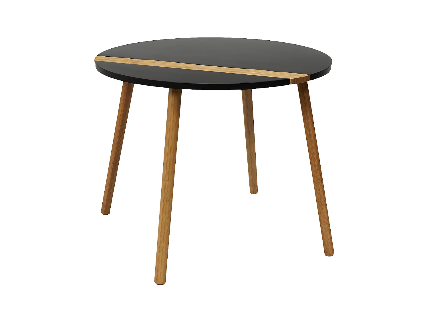 TRAZEN - Lot de 2 Tables Gigognes Noires et Relief Bambou