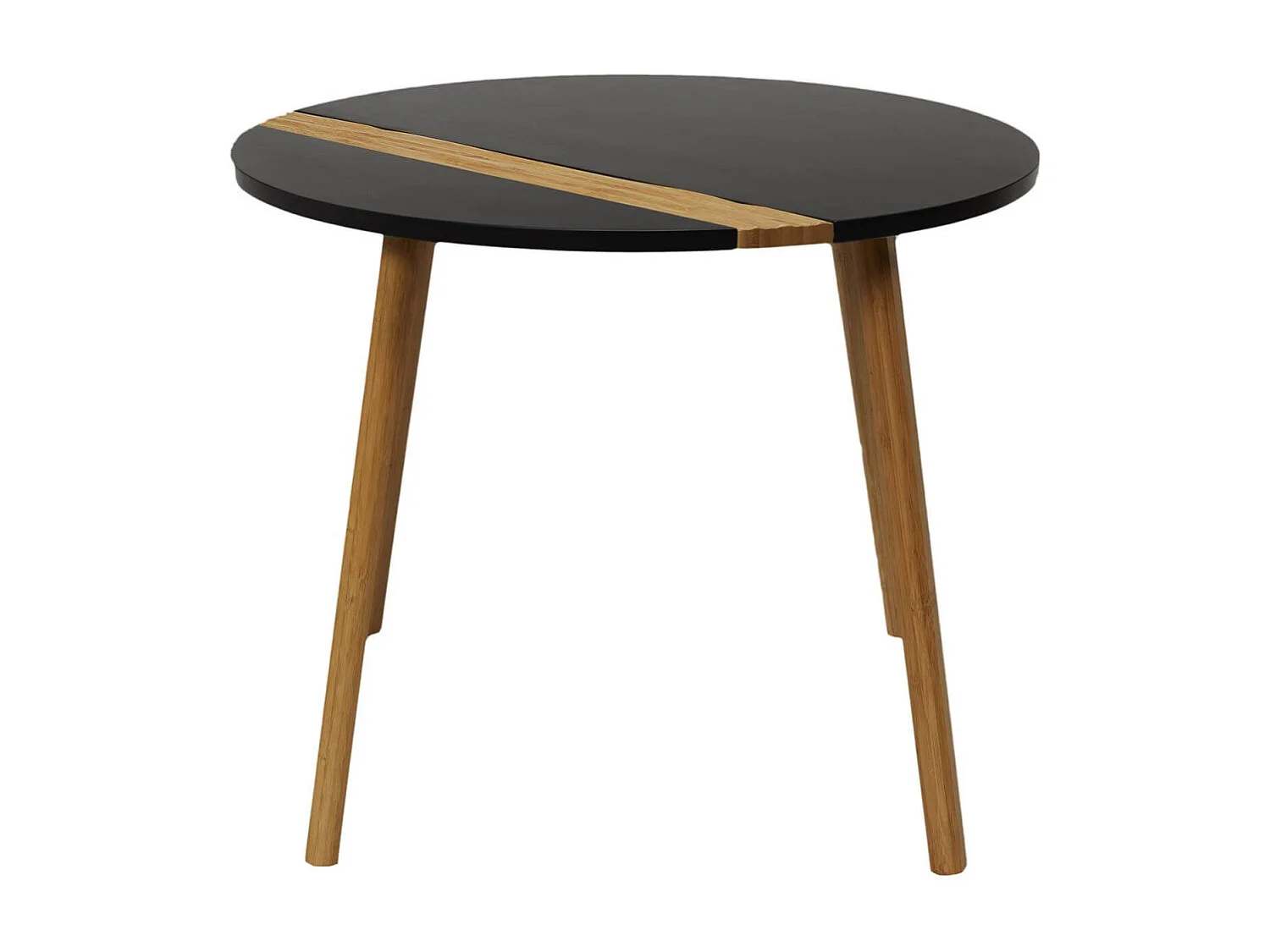 TRAZEN - Lot de 2 Tables Gigognes Noires et Relief Bambou