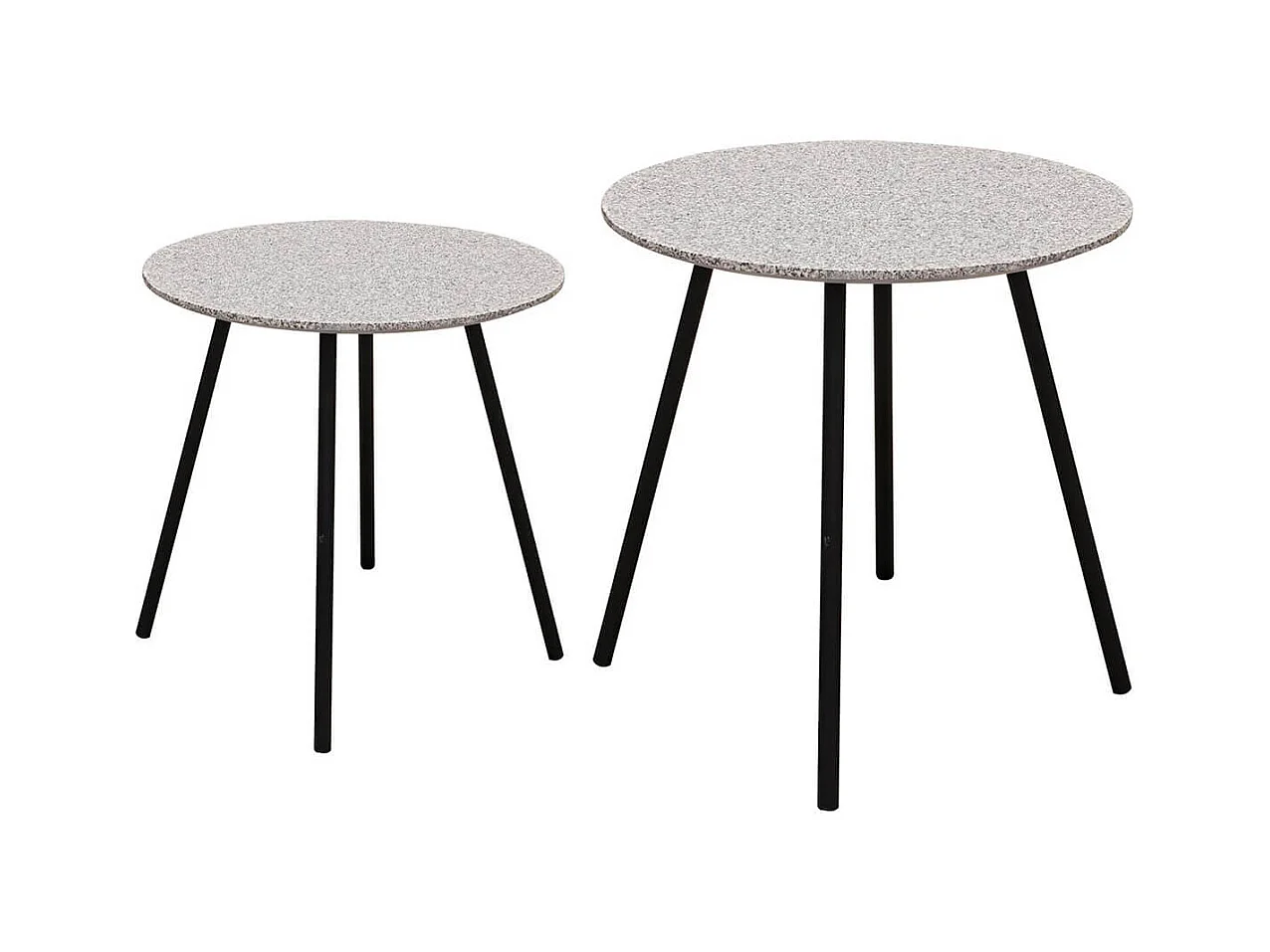 GRACY - Lot de 2 Tables Gigognes Plateaux Effet Granit Gris