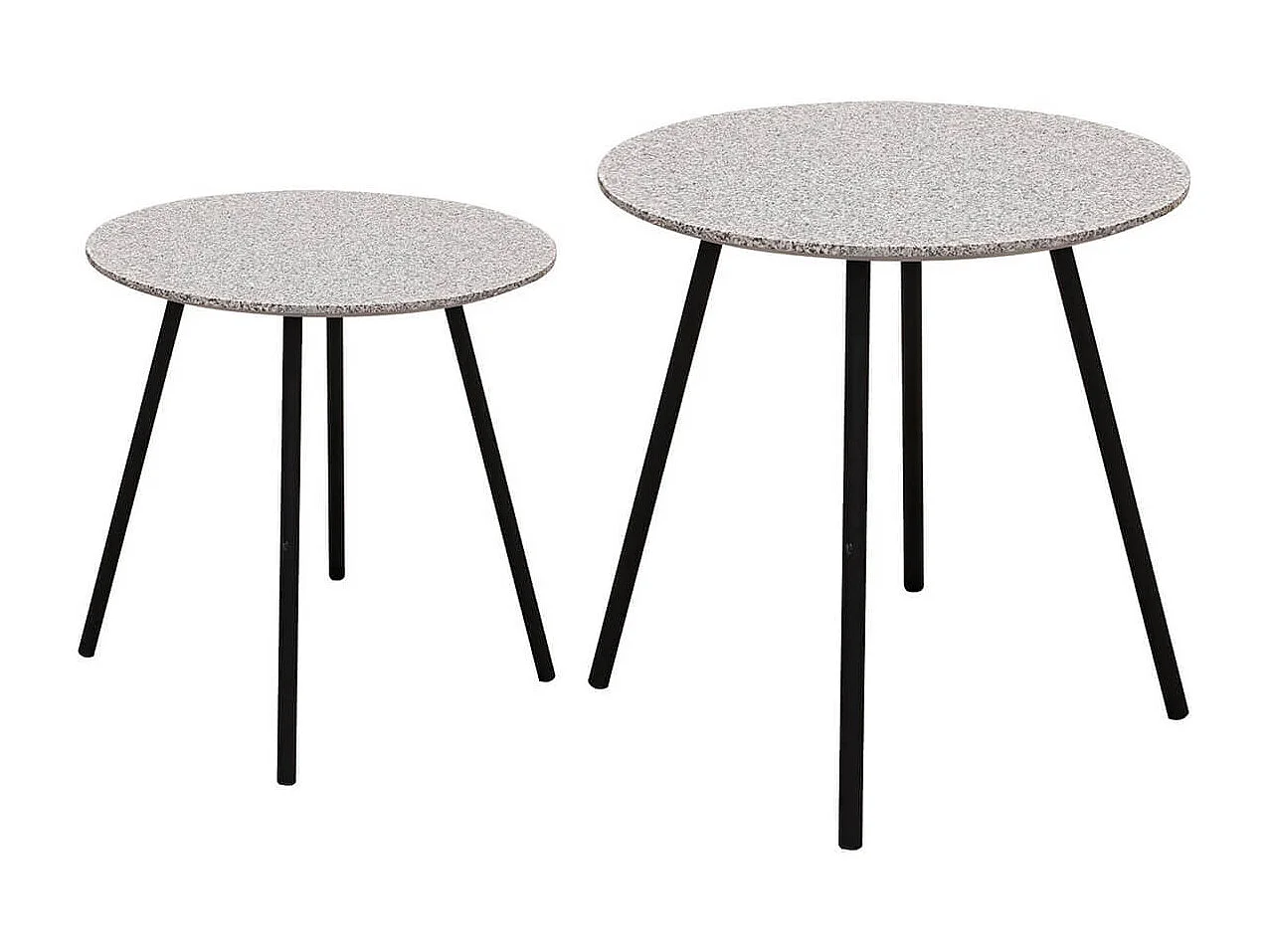 GRACY - Lot de 2 Tables Gigognes Plateaux Effet Granit Gris